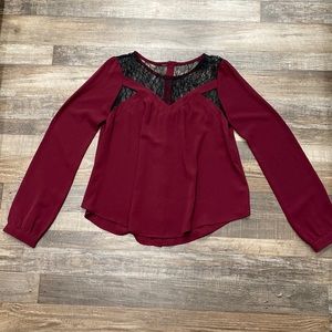 ASTR • Maroon + Lace Long Sleeve